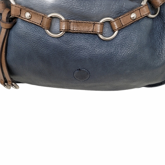 Kenneth Cole NY Blue Grey Leather Shoulder Bag - Picture 4 of 12